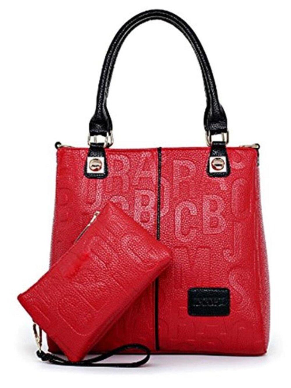 Red Vegan Leather Hobo Tote Bag Shoulder Purse Gold Hardware